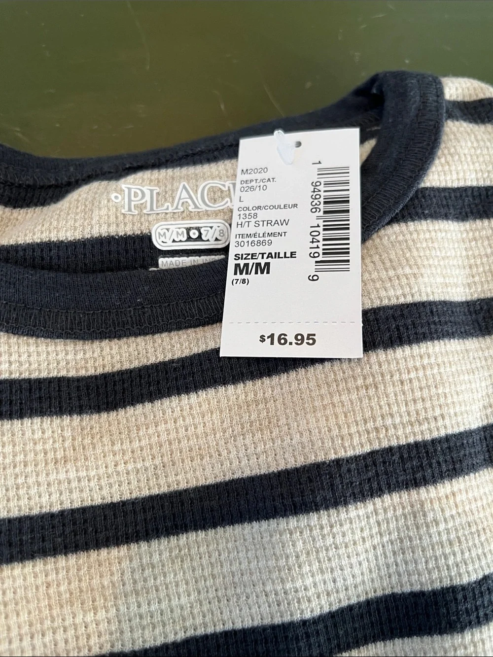 The Children's Place Black & Cream Striped Thermal Top